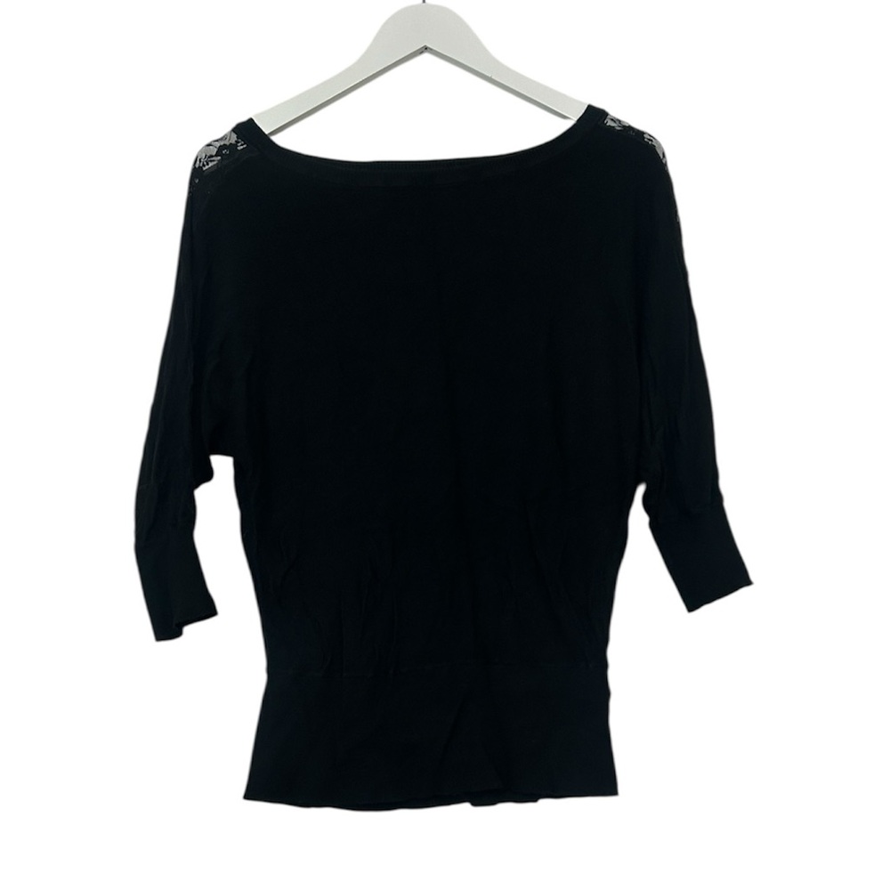 White House Black Market Black Lace Cut-Out Sweater, Small